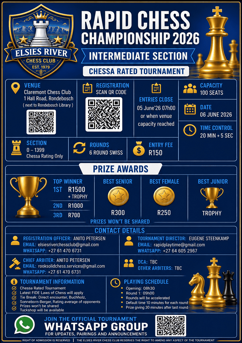 Elsies River Chess Club Rapid Chess Championship 2026 - Intermediate Section